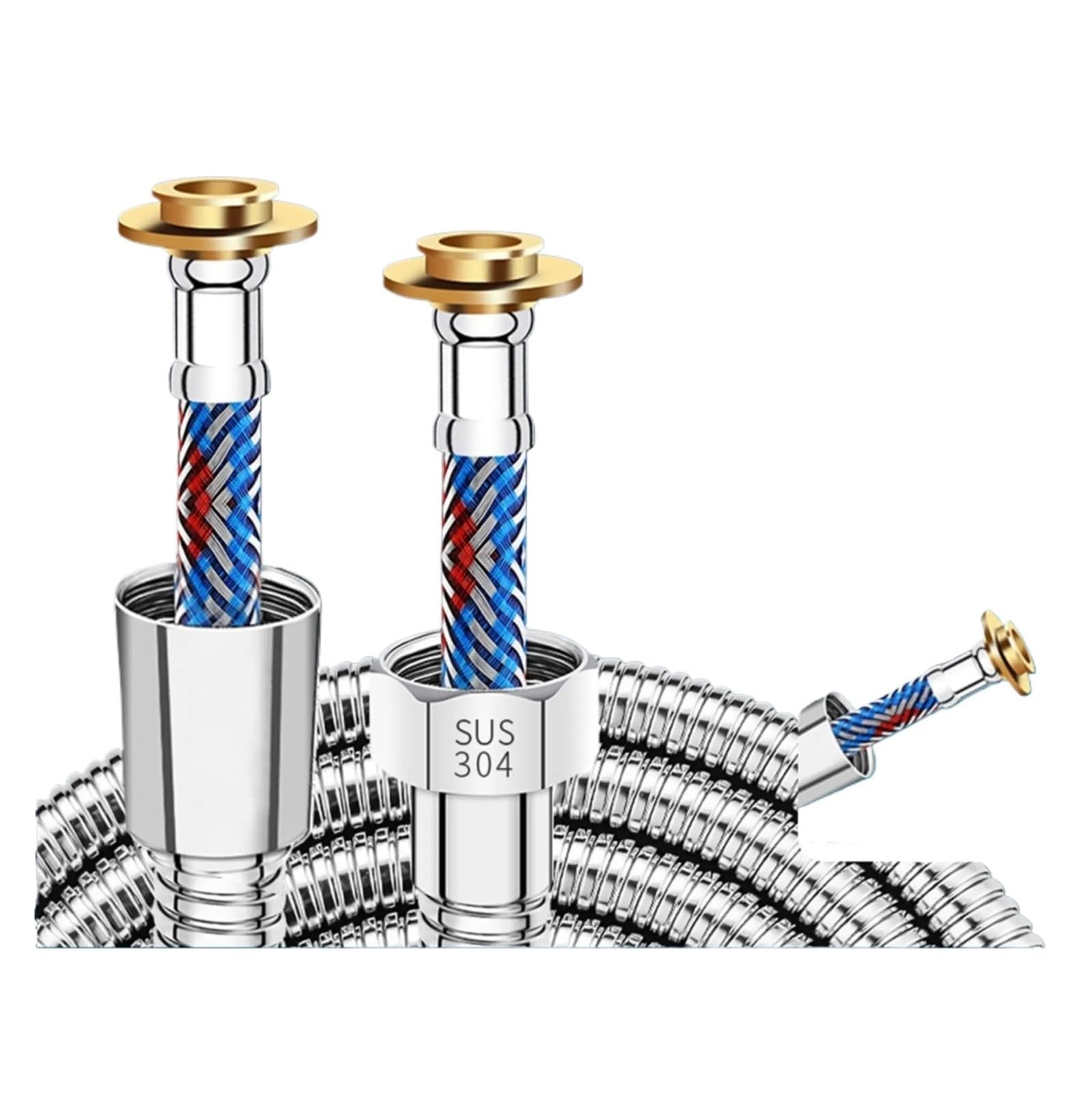 CSFFA Soft Stainless Steel Braided Inner Tube 1.5/2/3M Flexible Shower Hose Long Bathroom Shower Pipe Extension Bathroom Accessories(3.0M)