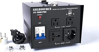 3000W ST-Pro Auto Step Up & Step Down Voltage Transformer Converter, Heavy-Duty AC 110/220V Converter with US Standard, Universal, Schuko AC Outlets & DC 5V USB Port by Goldsource [3-Year Warranty]
