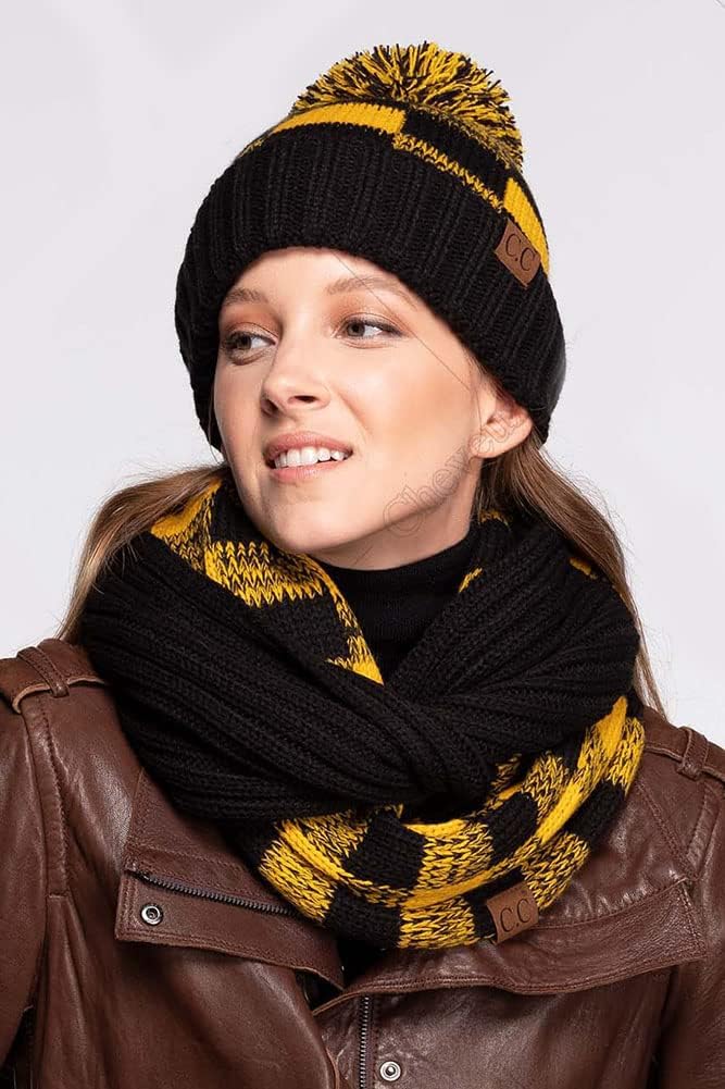 ScarvesMe Exclusive University College School Team Color Knit Skully Hat Beanie with Pom