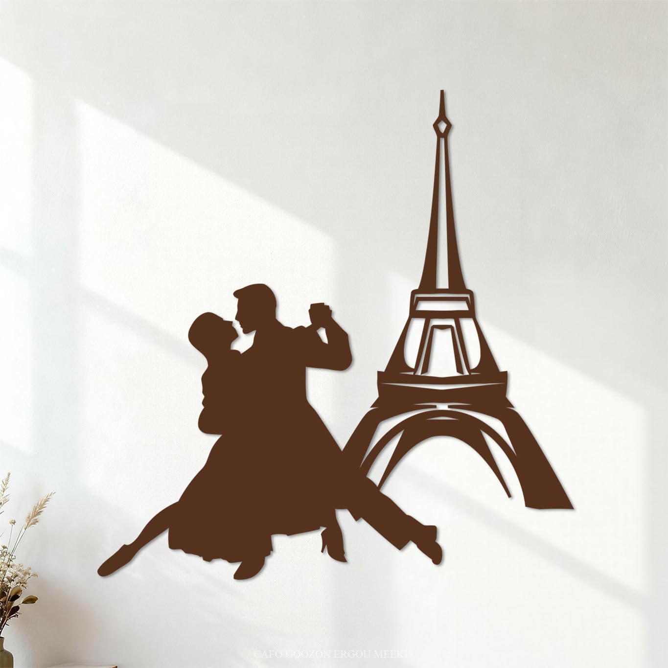 Wall Stickers Paris Eiffel Tower Ballroom Dancing Love 42x43.2cm Multi Color Selection Coffee