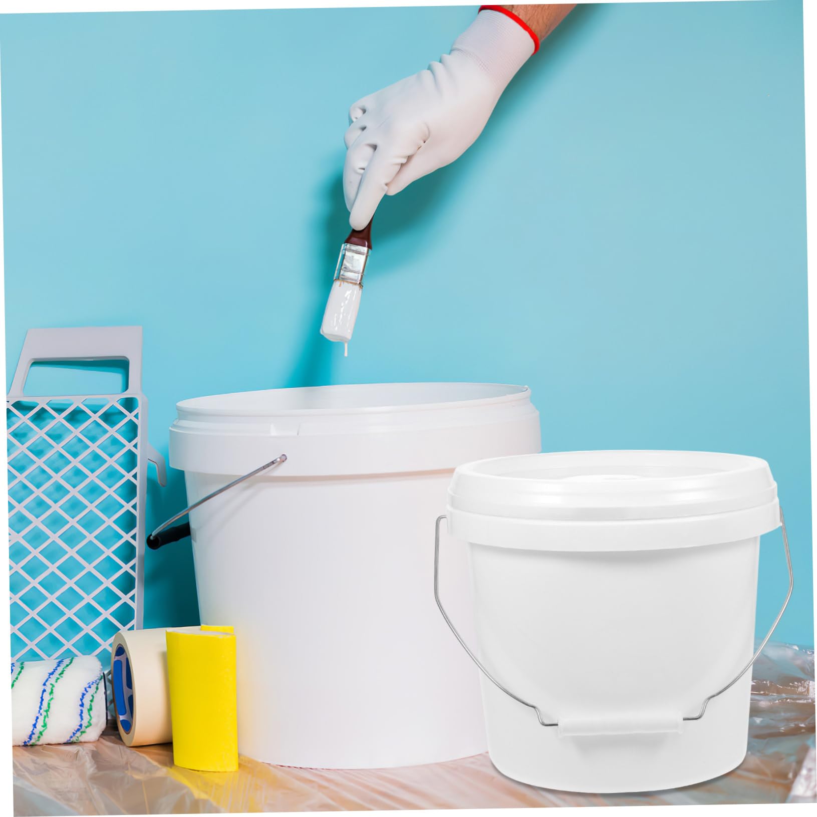 Tofficu Cubo de Almacenamiento Hermético Asa Pintura Uso Industrial y Jardinería Resistente y Durable Cubeta Vacía y Práctica