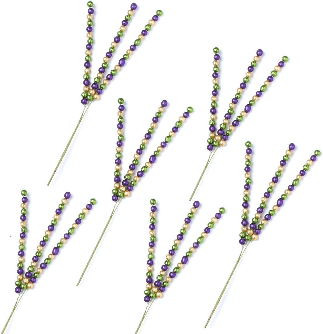 Mardi Gras Glittered Ball Sprays (6 Stems) - Decorate for Mardi Gras Holiday
