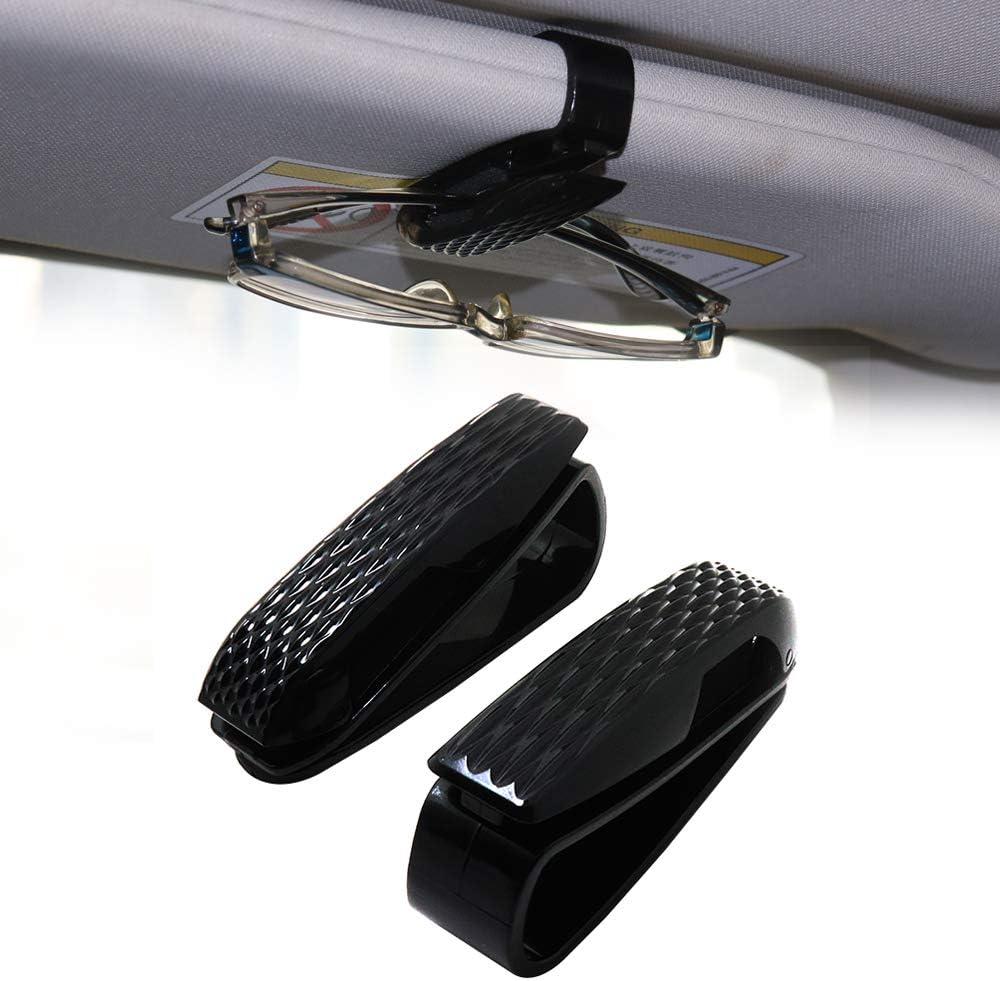 WSBOSS 2 Pack Glasses Holders for Car Sun Visor, Sunglasses Eyeglasses Holder Clip Hanger Mount with Ticket Card Clip