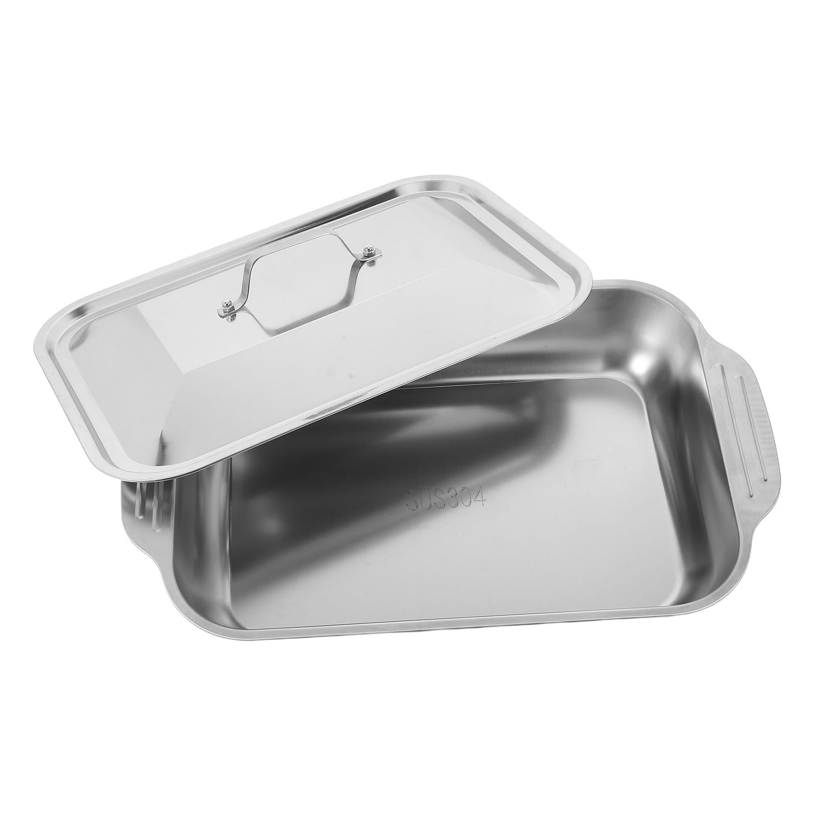 UPKOCH Backform Tiefes Grill und Bratblech Edelstahl Rechteckige mit Deckel Belastbar Vielseitig Einsetzbar für Kuchen und bei Familienfeiern