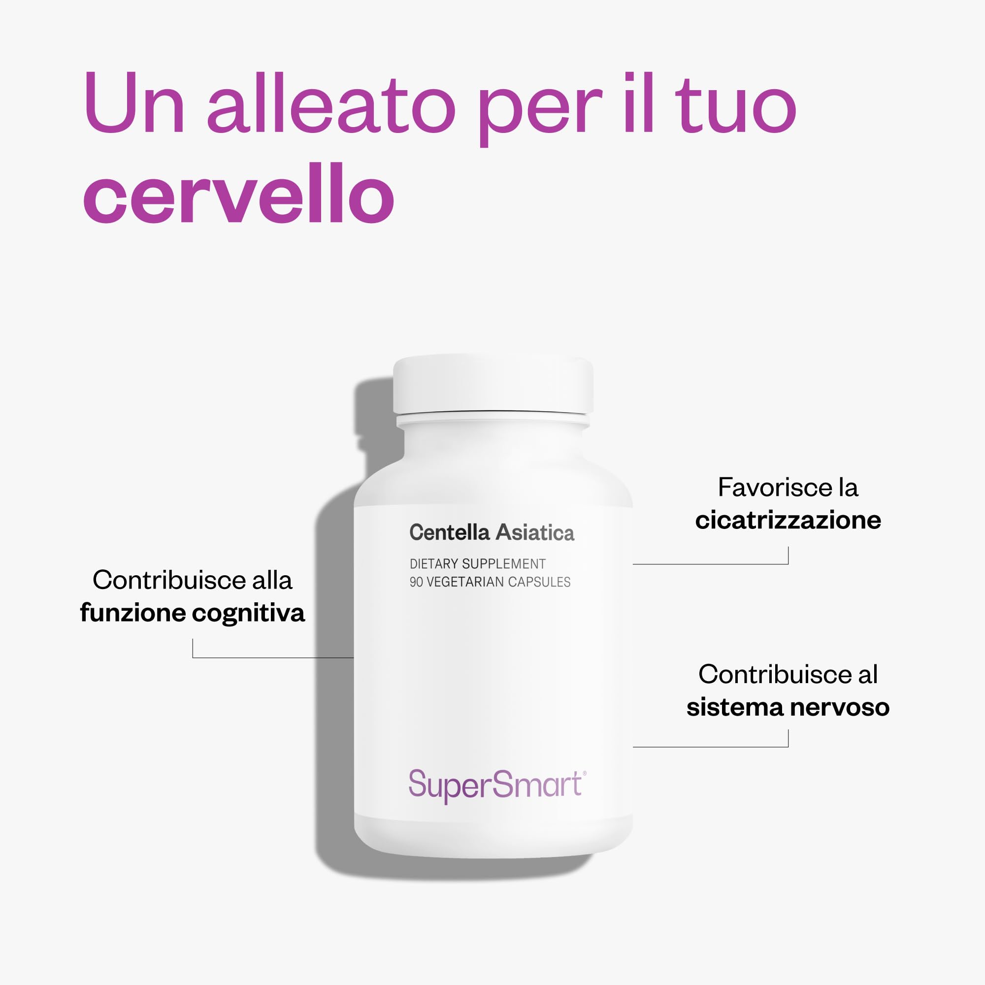 Centella Asiatica - Erba della tigre - Supporta il benessere mentale e riduce lo stress - Contribuisce al corretto funzionamento del sistema immunitario - Vegano - Senza glutine - Supersmart
