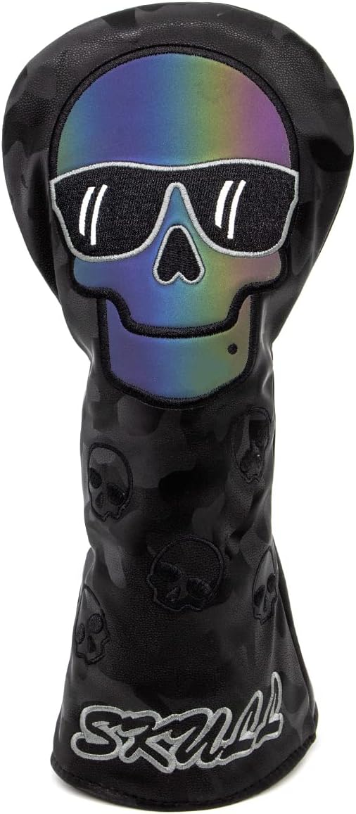 Skull Golf Headcovers for Driver Fairway Woods Hybrids Headcover, Golf Driver Fairway Wood Hybrid Rescue Club Cover, Special Camo PU Leather Golf Head Covers for All Brand