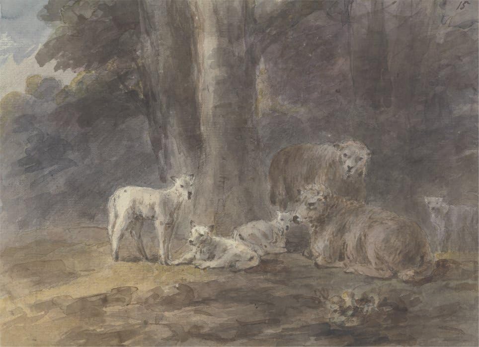 Art mural moutons sous un arbre par Sawrey Gilpin impression sur toile moderne 60x90cm