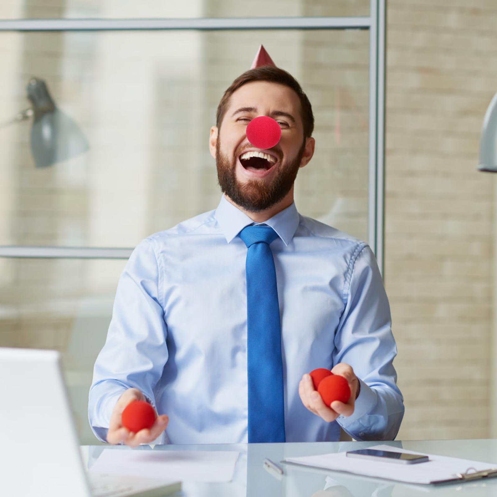 Alipis 50 Pcs Red Clown Noses: 50mm Foam Sponge Circus Noses - Image 3