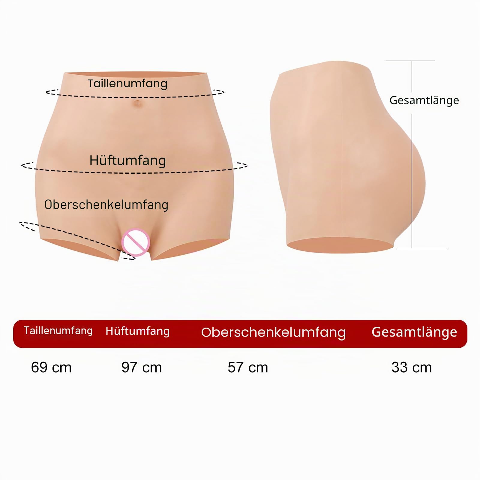 Silikon-Höschen, das Gaff für Crossdresser-Bekleidung versteckt, einführbare Unterwäsche für Crossdresser von Mann zu Frau
