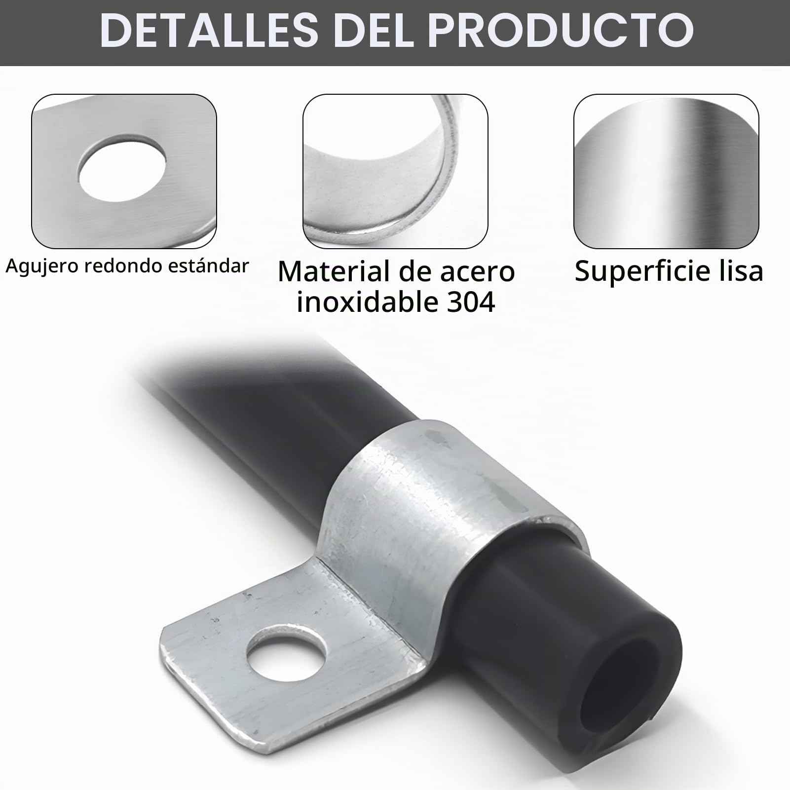 50 Piezas Abrazadera para Tubos en U 4mm-6mm, Cable Clips de Acero Inoxidable, Grapas Sujeta Cables para Sistema de Fijación Cables y Tubos Pared