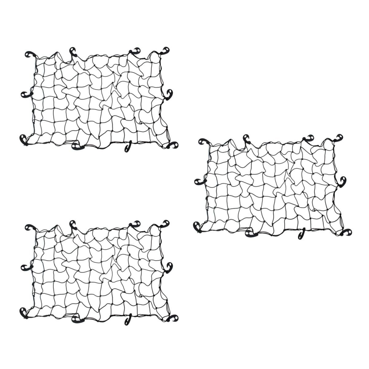 3pezzi Rete da Bagagliaio per Tetto Auto Copertura Rete Elastico Accessorio Pratico per Viaggi e Campeggio Resistente e Antisolare Compatibile con La Maggior dei Modelli Auto Nero