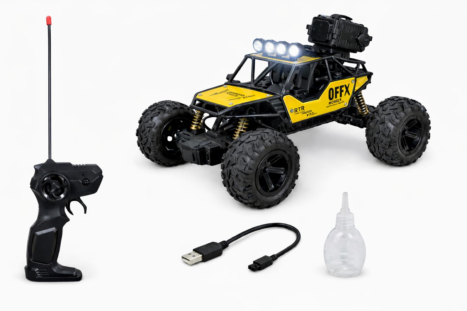 Brand Conquer Remote Control Rock Crawler Mist Smoke Spray Function, High Speed 1:18 RC Car Toys for Boys 2WD Off Road Vehicle Toy Cars for Kids Monster Truck Rock Climbing (Fog Rock Crawler Gold)