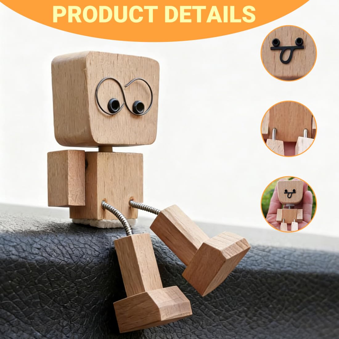 Figura oscillante in legno 12 facce intercambiabili decorazione cruscotto auto scrivania