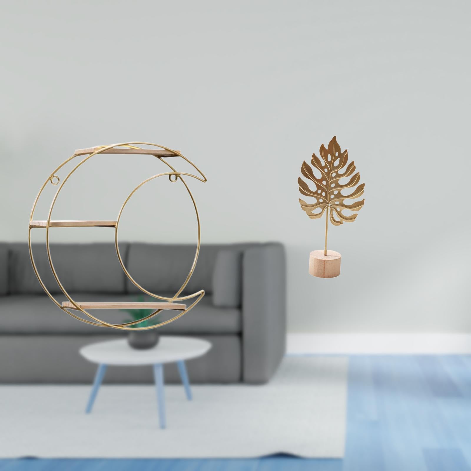 SECRET DESIRE Modern Multifunctional Metal Wall Shelf with Leaf Shaped Sculpture Decorative Collectibles Trophy Display Nordic Creative Ornament for Home Table Party Abstract Art|Bath|Shelves-image-8