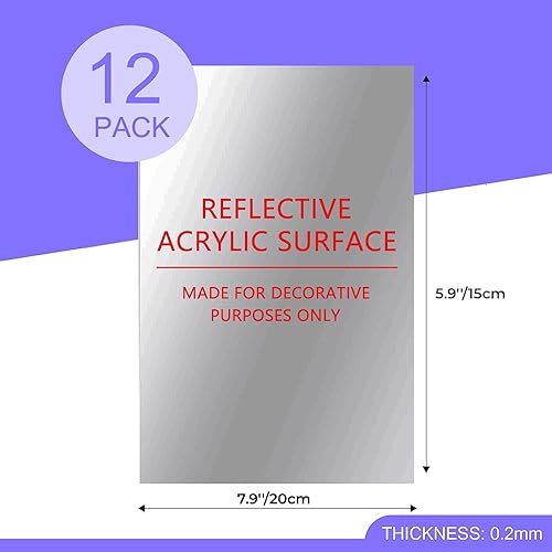 Miniatura 6 de YVPSI 12 azulejos de espejo acrílicos autoadhesivos de 8 x 6 pulgadas, pequeños espejos sin marco, hojas de espejo flexibles, calcomanías de pared,