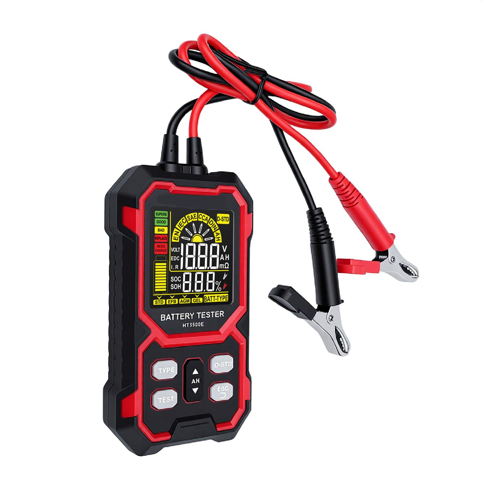 Tester Batteria, Analizzatore Batteria Digitale 50-2000 CCA con Test di Carico, Strumento Diagnostico Automobilistica per Auto, Camion, Motocicli, Barche