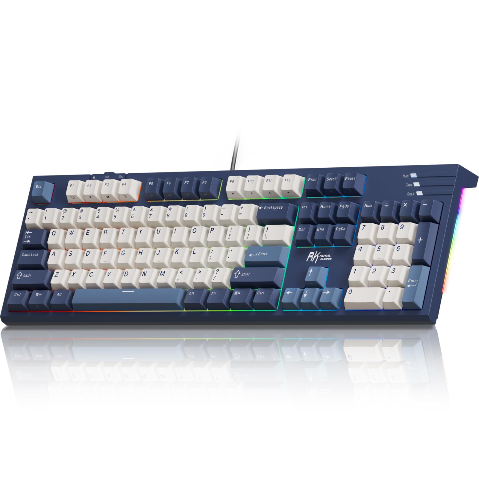 R104 Wired Mechanical Keyboard, Full-Size 104 Keys, Gasket Mount | Double-Shot PBT Keycaps with Number Pad, Hot-Swappable Violet Switch, Custom RGB Backlit for Windows/macOS-picture-24