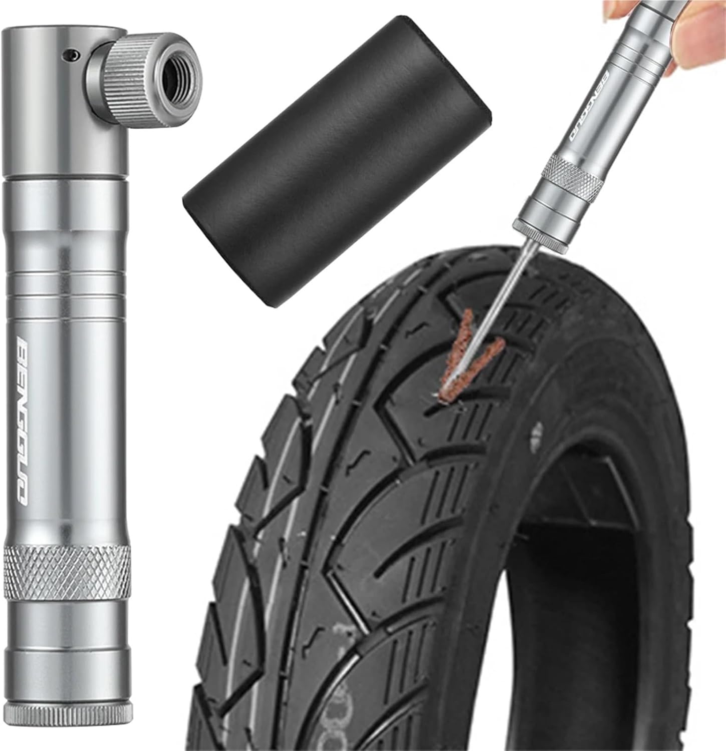 2 in 1 Bicycle Tubeless CO2 Inflator MTB Cycling Air Hand Pump Presta & Schrader Valve Tire Repair Tool