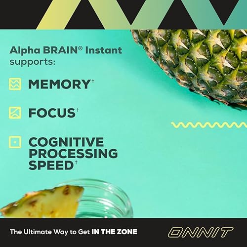 Miniatura 7 de ONNIT Alpha Brain Instant - Sabor a piña - Suplemento de memoria nootrópico para el cerebro - Apoyo cerebral para concentración, energía y claridad