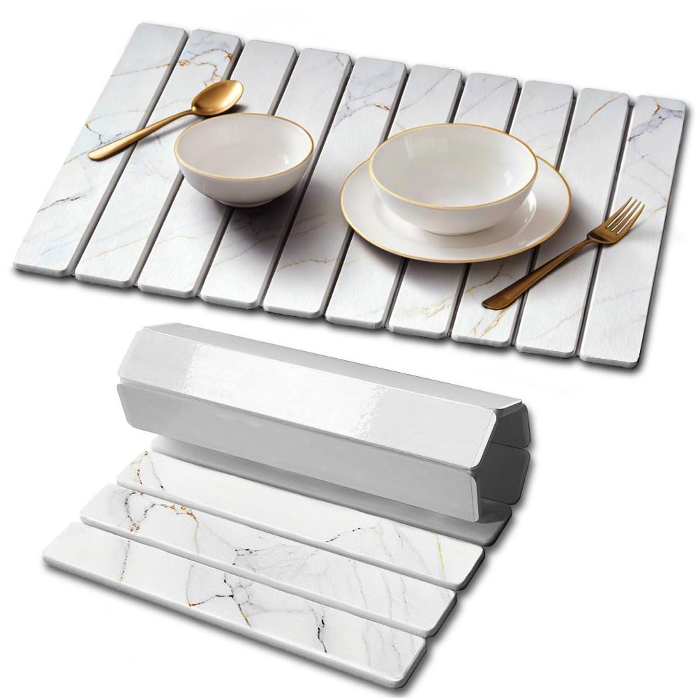 Photo 1 of Favorking Diatomaceous Earth Drying Mat, 24" x 16", Marble Gold White