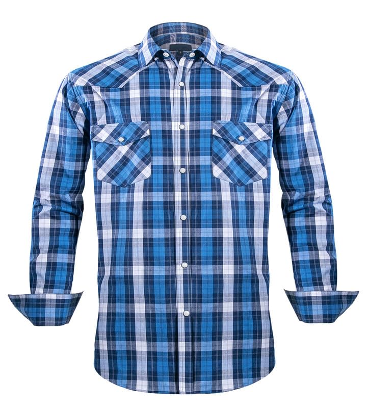 Rankitutu Westernhemden für Herren mit Schnappknöpfen Regular Fit Karo Langarmhemden Casual(017-XL)