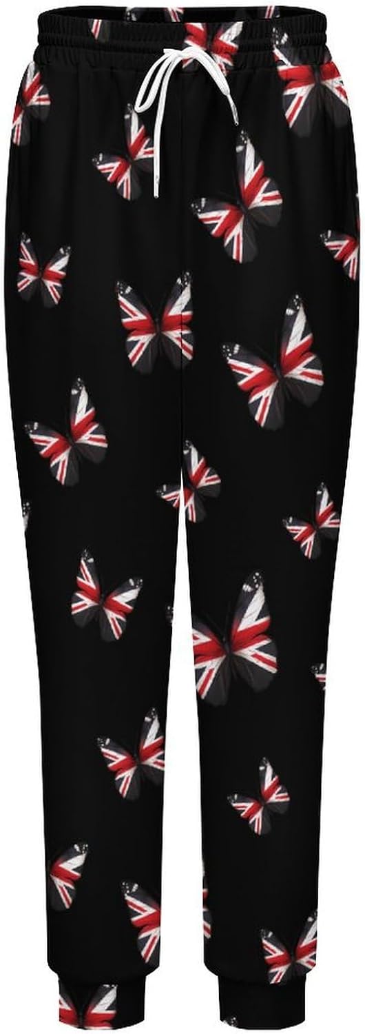 UK Flag Butterfly Casual Men's Sweatpants Lounge Pant 4X-Large
