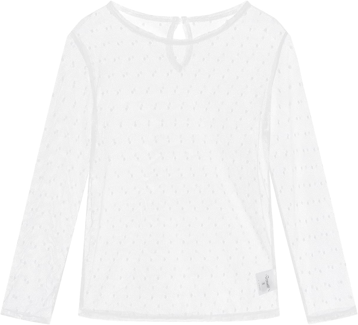 Noomelfish Girls Lace Long Sleeve Layering Tops Sheer Mesh Tee Shirts Blouse (5-12 Years)