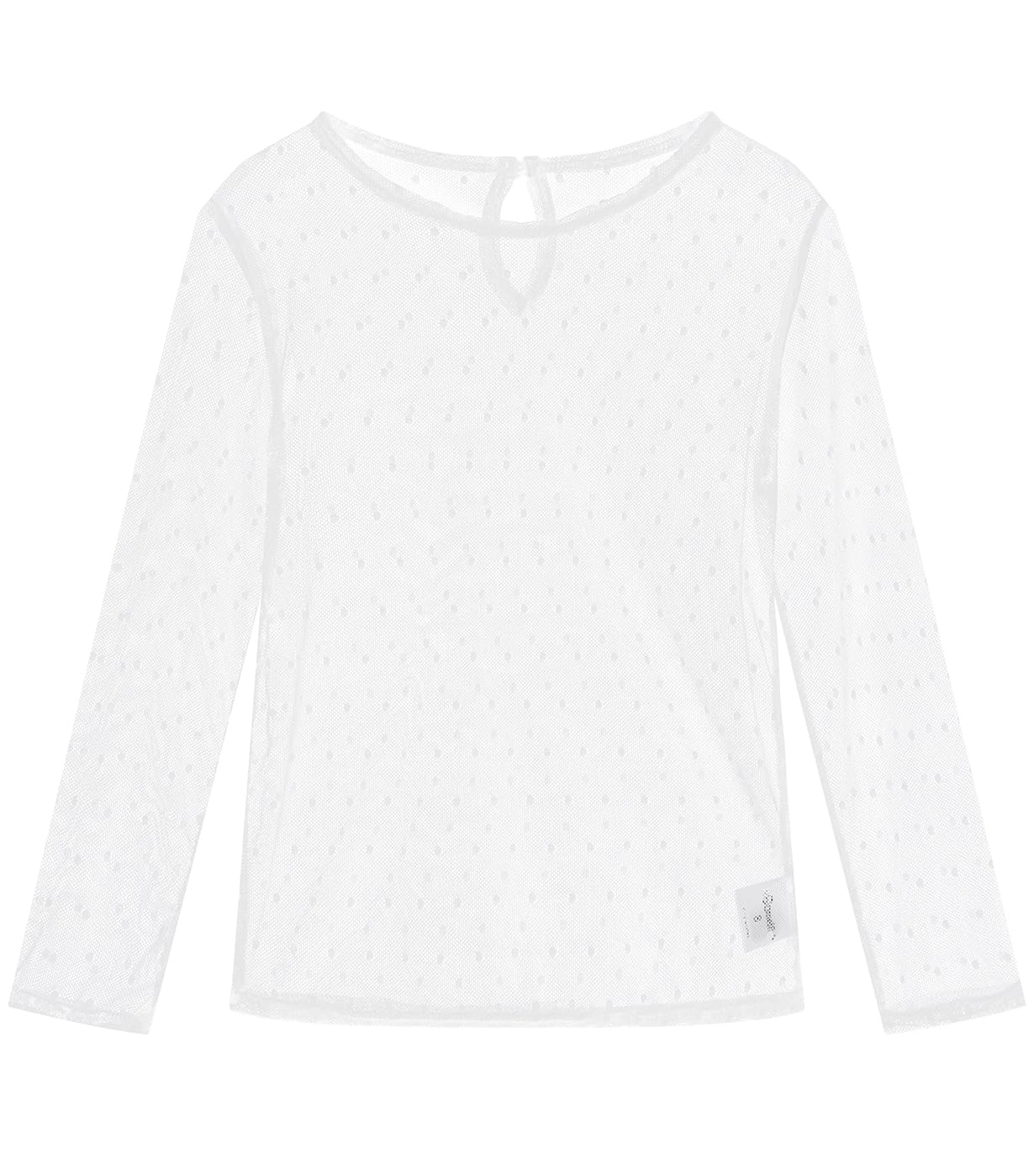 Noomelfish Girls Lace Long Sleeve Layering Tops Sheer Mesh Tee Shirts Blouse (5-12 Years)