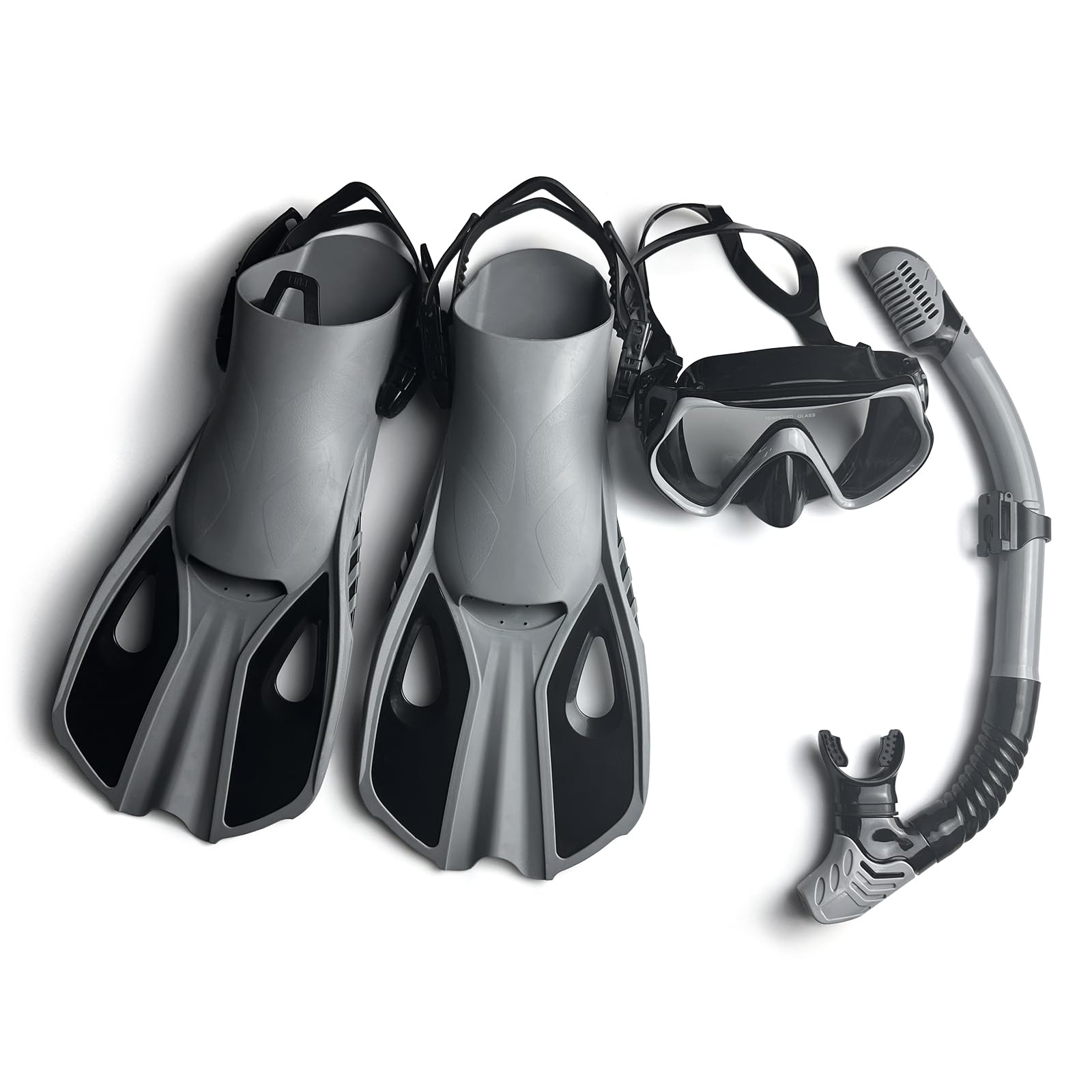 Gafas de Buceo Máscara de Buceo Transparente de Tres Ventanas con Snorkel Completamente seco y Aletas Ajustables para Hombres y Mujeres Equipo de Buceo