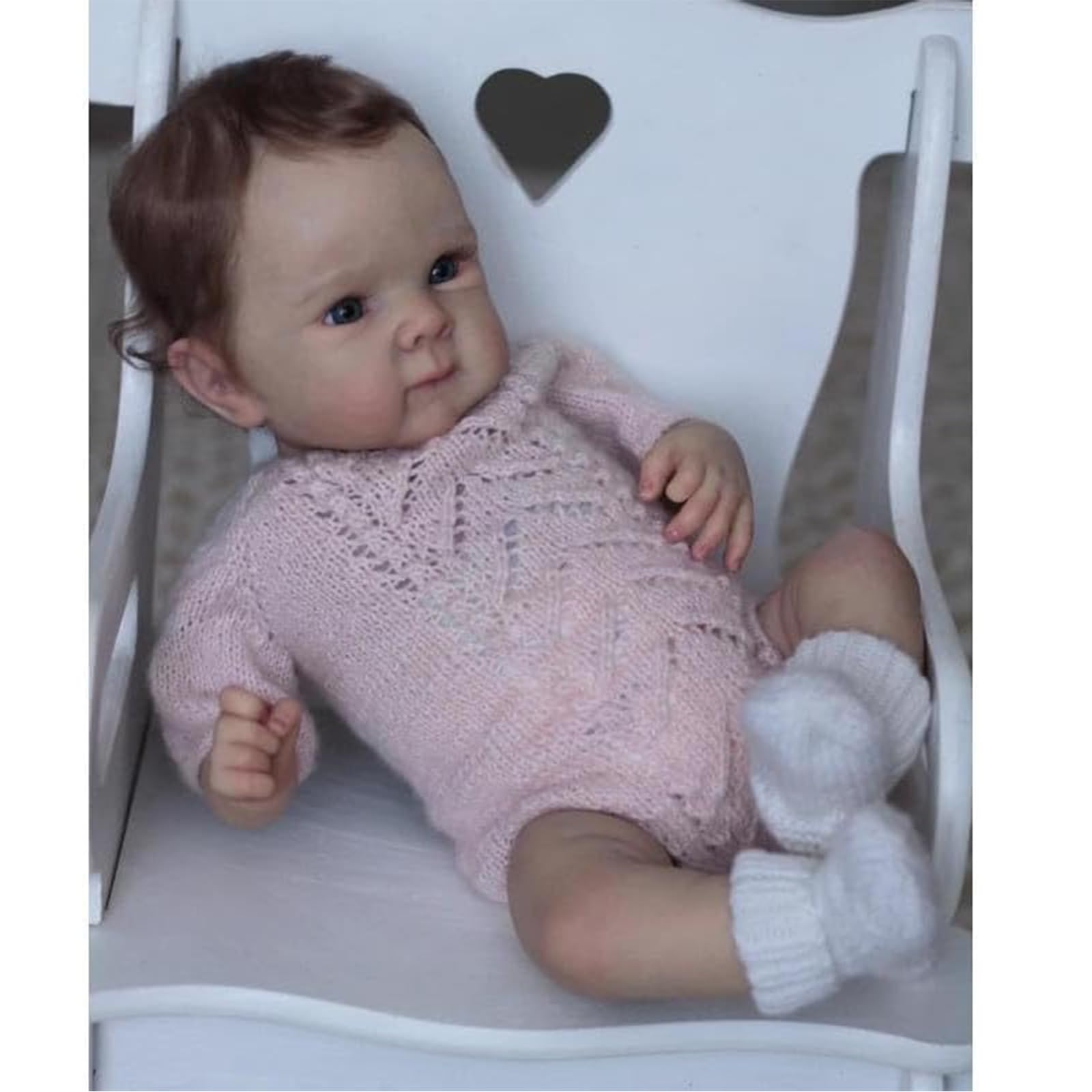 50 cm (20 Zoll) Lebensechte Reborn Babypuppe, Neugeborenen-Puppe mit weichem Baumwollkörper, handgewurzelte Haar Realistische Säuglingspuppe, Spielzeug Geschenk für Mädchen