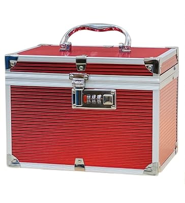 Adson Professional Beauty Makeup Cosmetic Vanity Case/Box with Mirror (Red)
