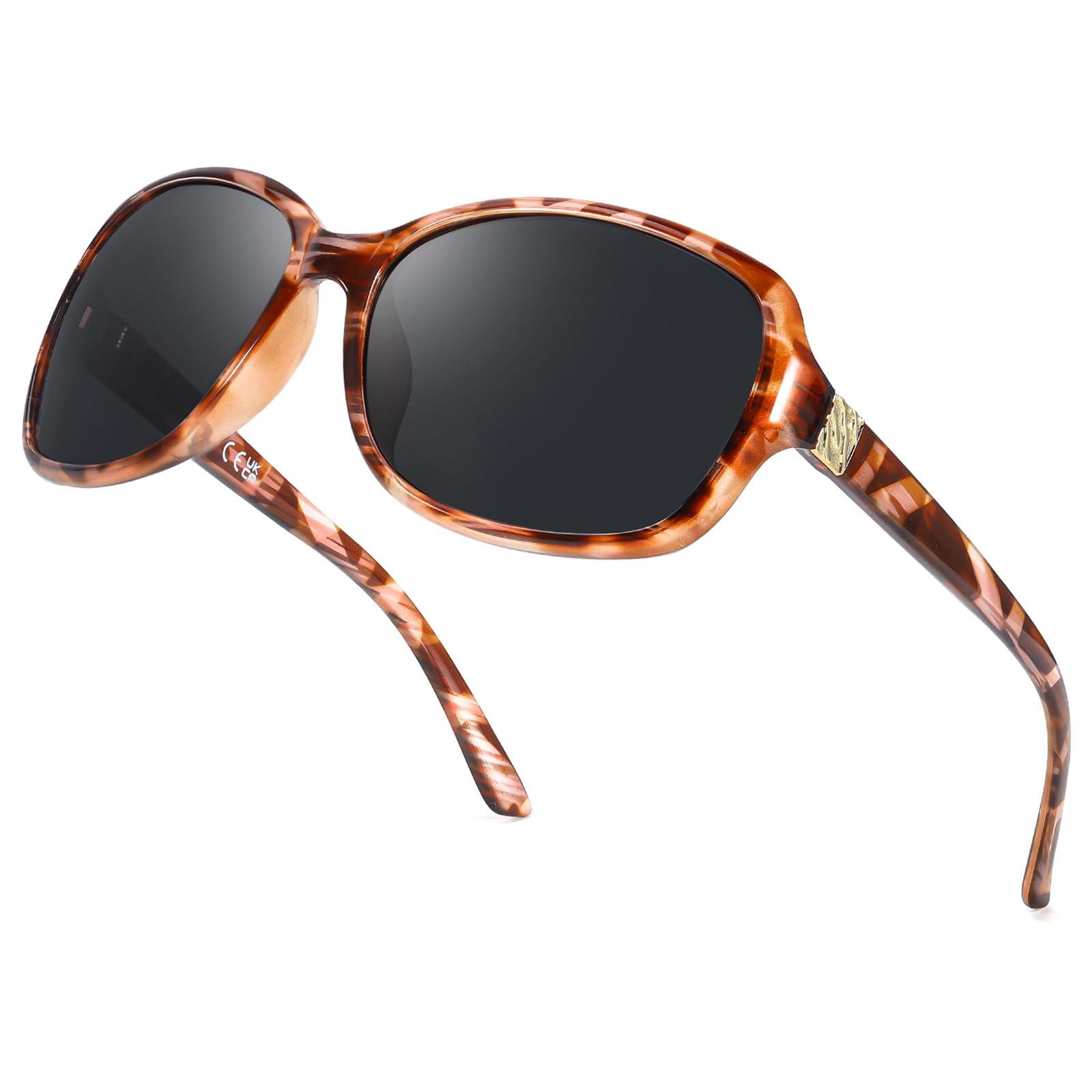 HASFOX® Small Wrap Sunglasses for Womens | Polarized & UV400 Protection | Lightweight Oval Jackie-O Style