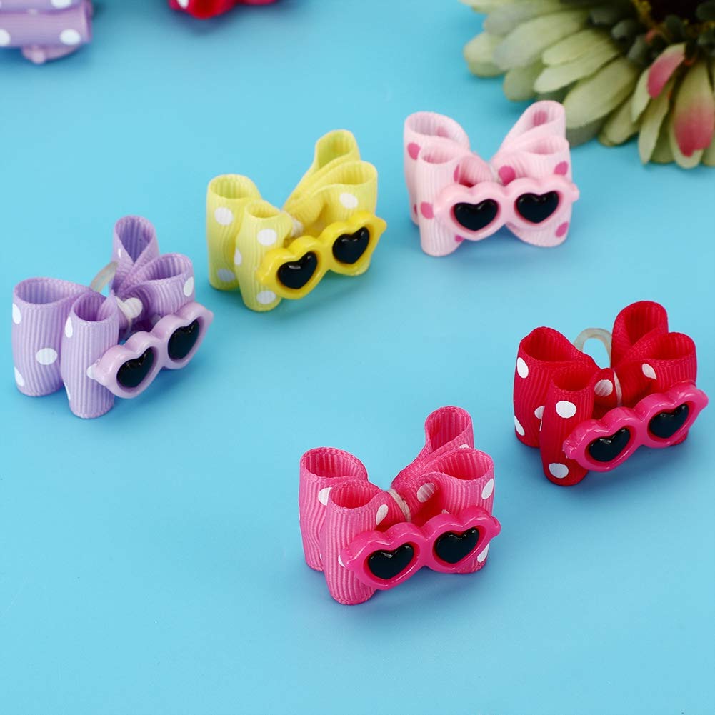 25Pcs Dog Hair, Pet Multicolor Bowknot Bows Grooming Accessories with Ands for Cat Medium Small Cats and Dogs