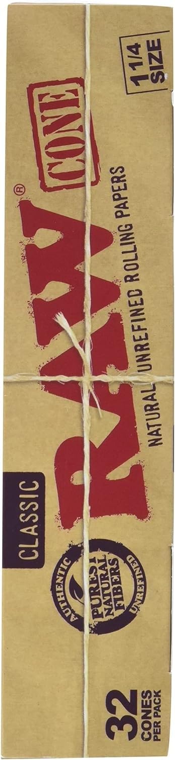 Classic Natural Unrefined 1 1/4 Pre-Rolled Rolling Paper Cones 32 Per Box
