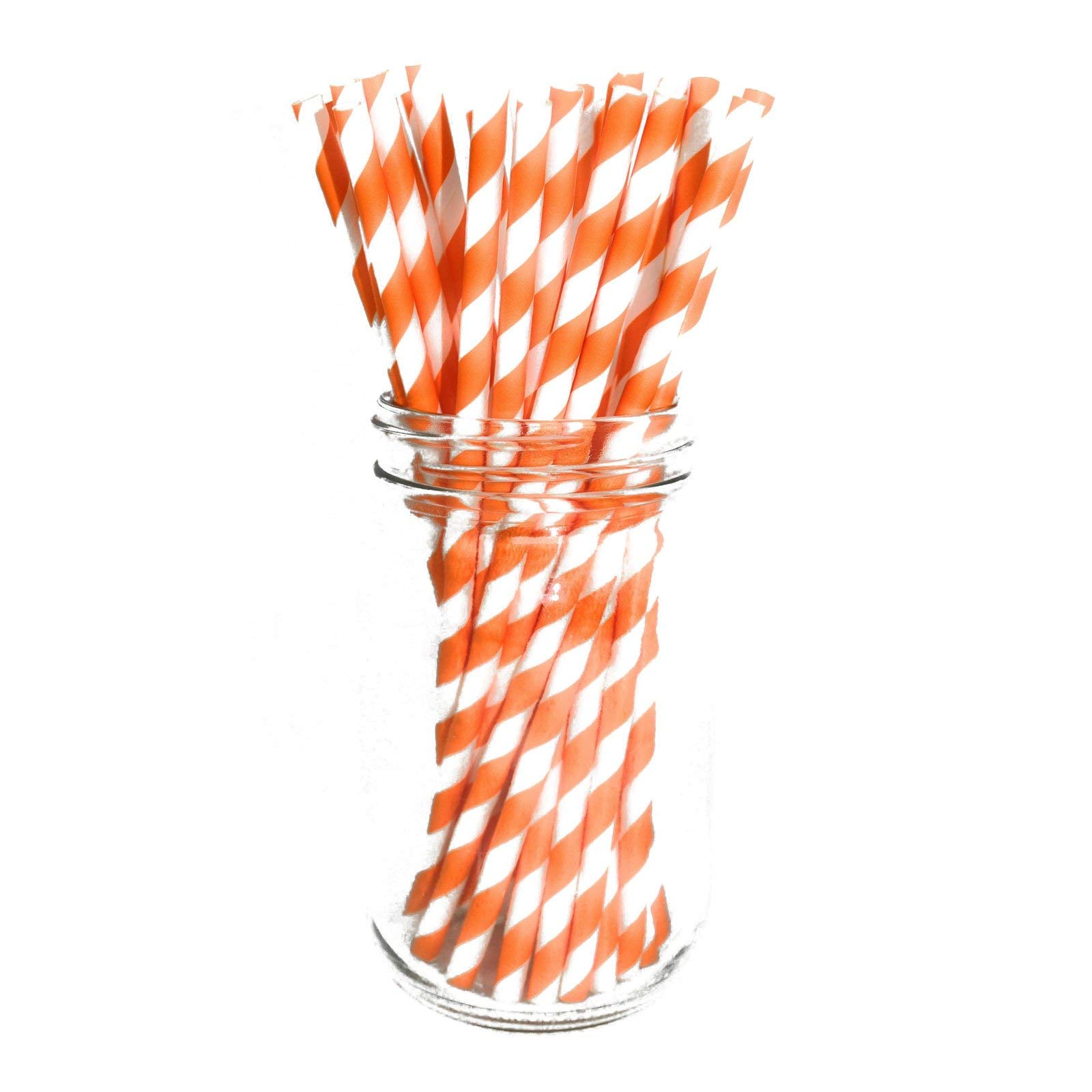 Picture Perfect Party Orange Stripes Premium Paper Straws [Pack Of 25 Drinking Straws] By (Orange Stripes)