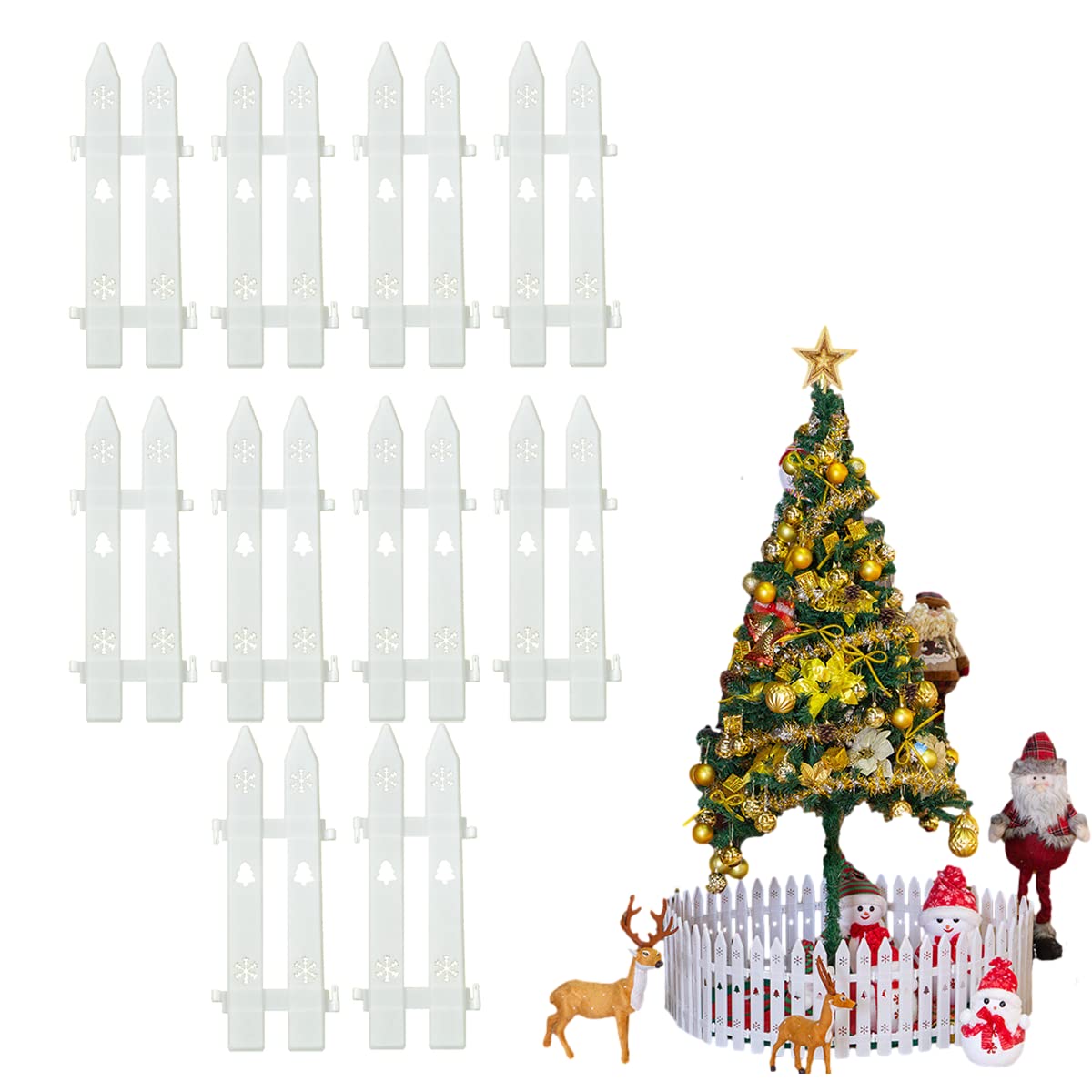 まとめ買い【庭装飾】木の幹ツリーオブジェ　仕切り フェンス クリスマスガーデン Amazon.co.jp: Lanito クリスマスツリー 飾り フェンス クリスマス