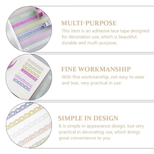 Miniatura 5 de Ciieeo 14 rollos de cinta de encaje macramé para decoración de calcomanías de regalo, cinta washi ancha Washi cinta de envoltura de regalo, cinta de