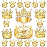 20 PCS 4 Styles Gold Crown Cake Topper Mini Baby Crowns for Flower Arrangements Bouquet Tiny Pearl Q