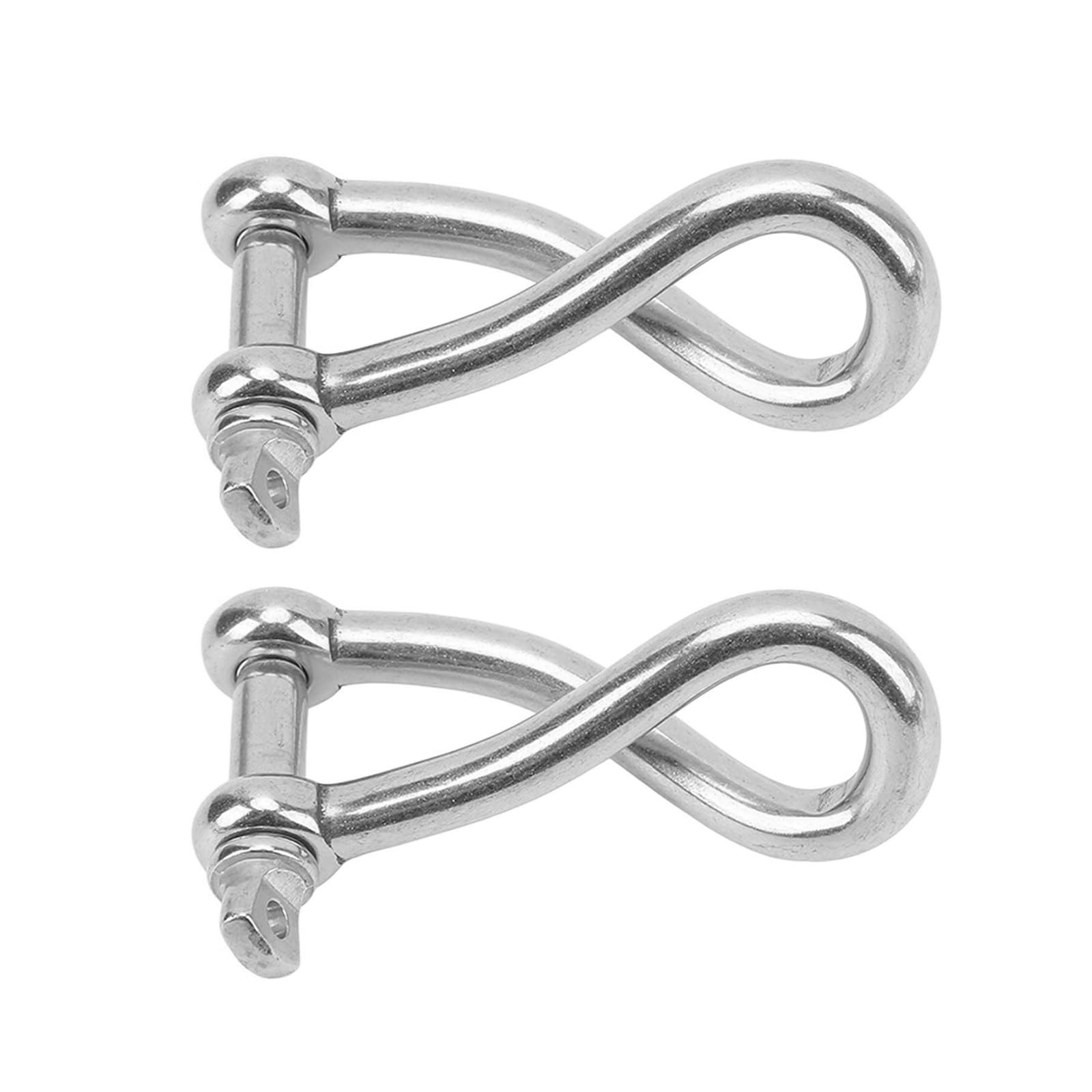 Nawwgy Stainless Steel Twisted Shackle Metal Connector Round Shackle Heavy Duty Twisted Shackle Set for Marine Boat Hardware 316 Stainless Steel