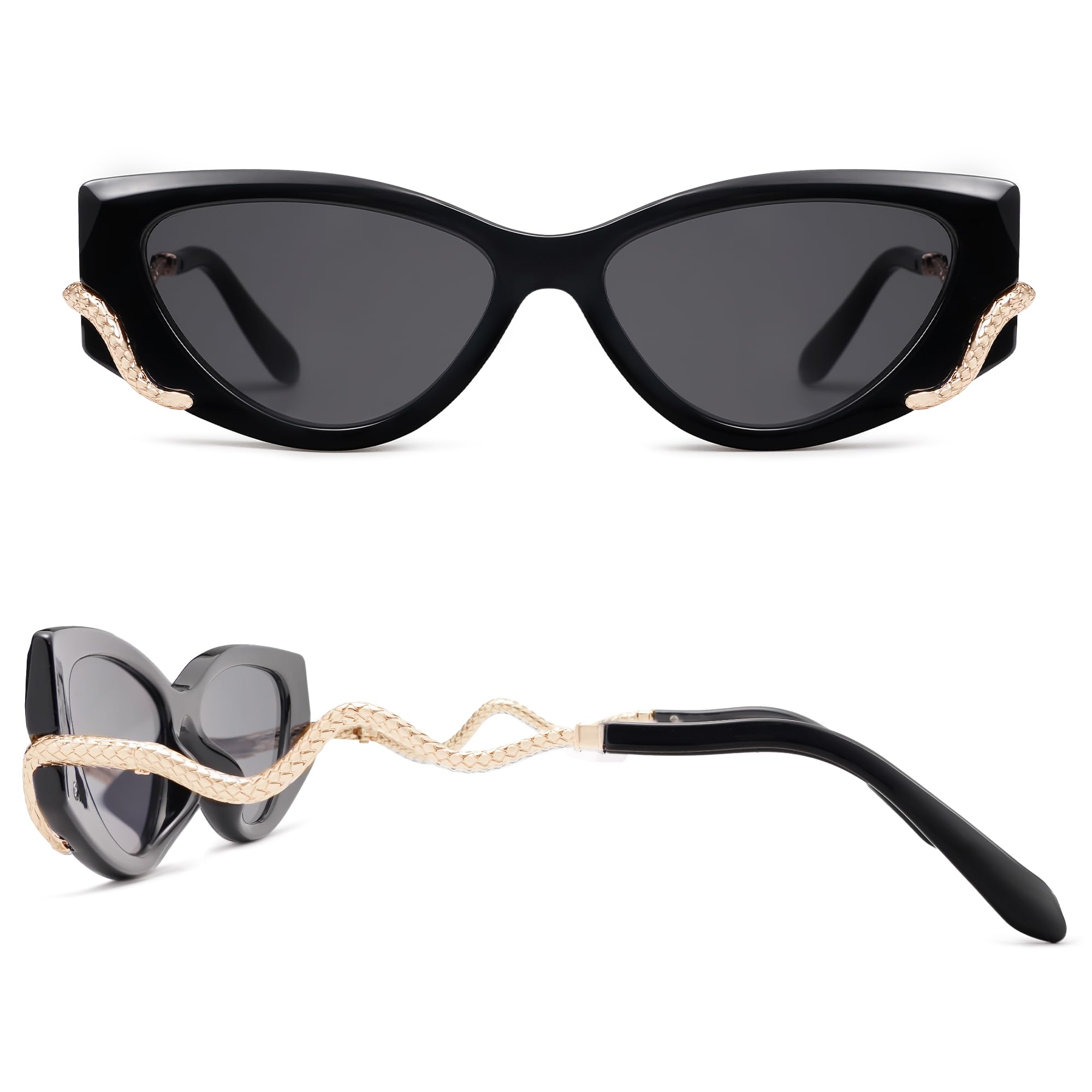 Retro Y2K Snake Sunglasses for Women Chic Cat Eye 90s Sunnies Narrow Trendy Sun Glasses AP3667