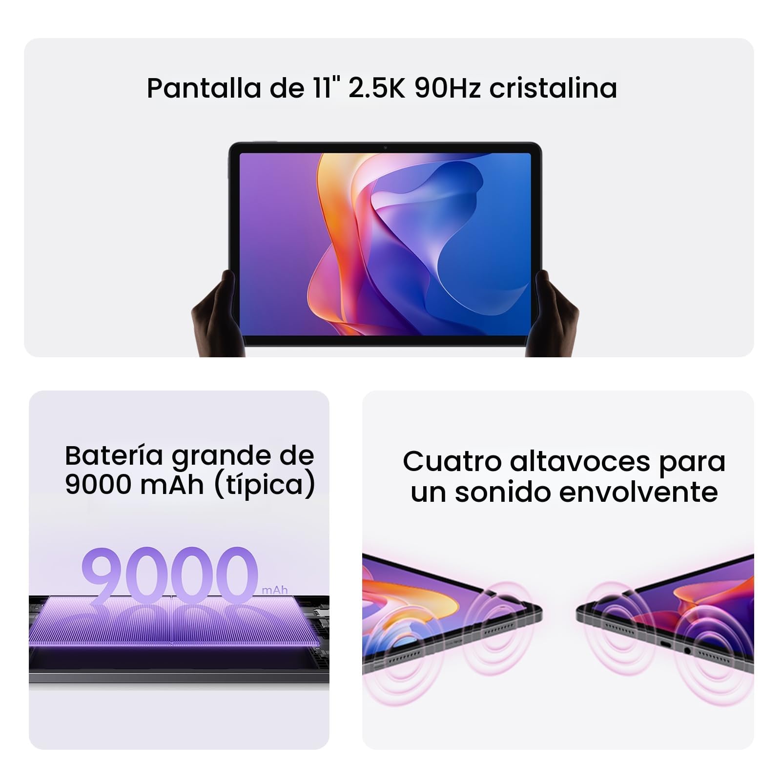 XIAOMI Redmi Pad 2 Tablet 11" 2.5K MediaTek G100-Ultra 4GB RAM 128GB ROM WiFi 5 Bluetooth 5.3 Batería 9000 mAh Gris