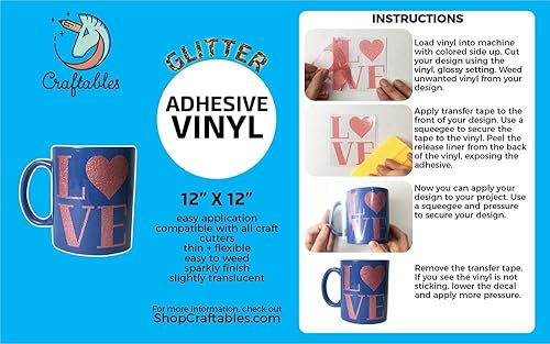 Miniatura 2 de Craftables Vinilo adhesivo morado con purpurina para Cricut, Silhouette Cameo y cortadores de manualidades, (3) hojas de 12 x 12 pulgadas