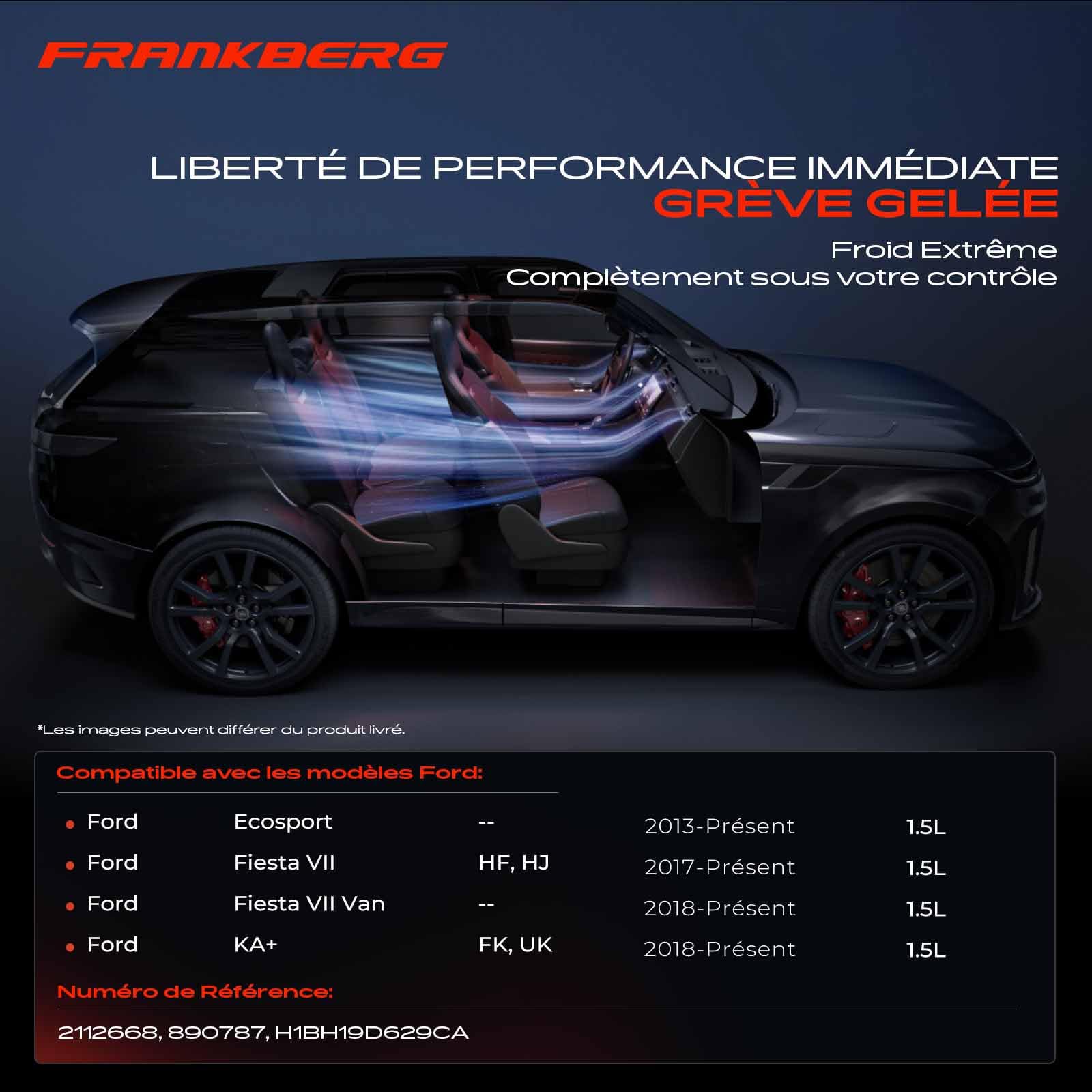 Frankberg Compresseur Climatisation avec attelage Compatible avec Fiesta VII HF HJ Tourneo Courier B460 MPV Ecosport KA+ FK UK Transit Courier B460 Camionnette/MPV H1BH19D629CA, y compris huile prép