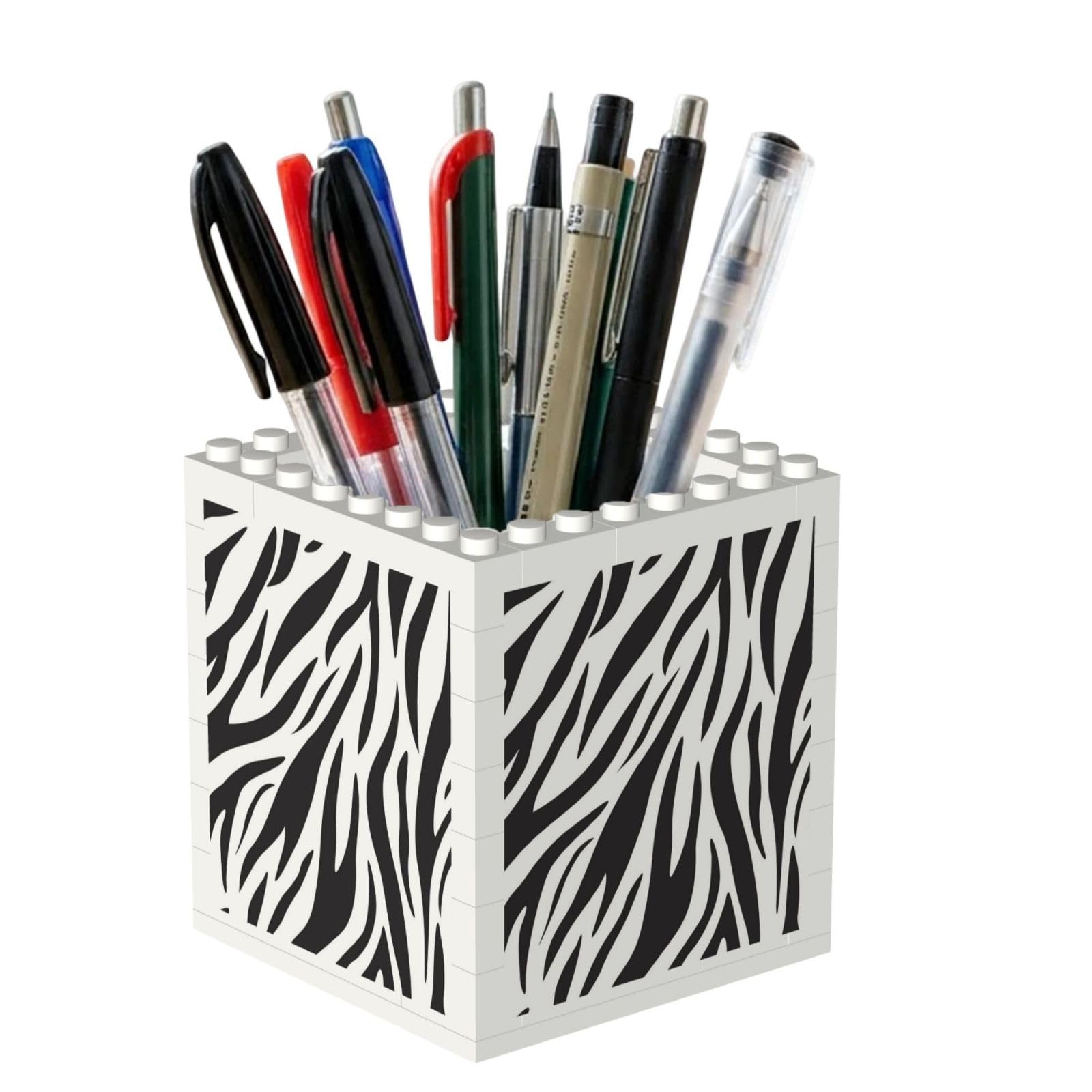 Poadnly Zebra Print, Pen Pot Pencil Holder for Office Home School, Compact Desk Organiser for Office Stationery