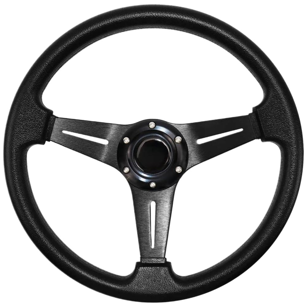 Volante da corsa in pelle PU da 14 pollici compatibile con volante modificato(WHITE)