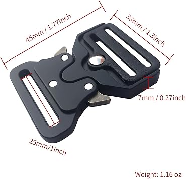 Metal Buckle Tactical Belt Heavy-Duty 1in 2 Pack Quick Release Zinc Alloy Buckle for Buckle Replacement