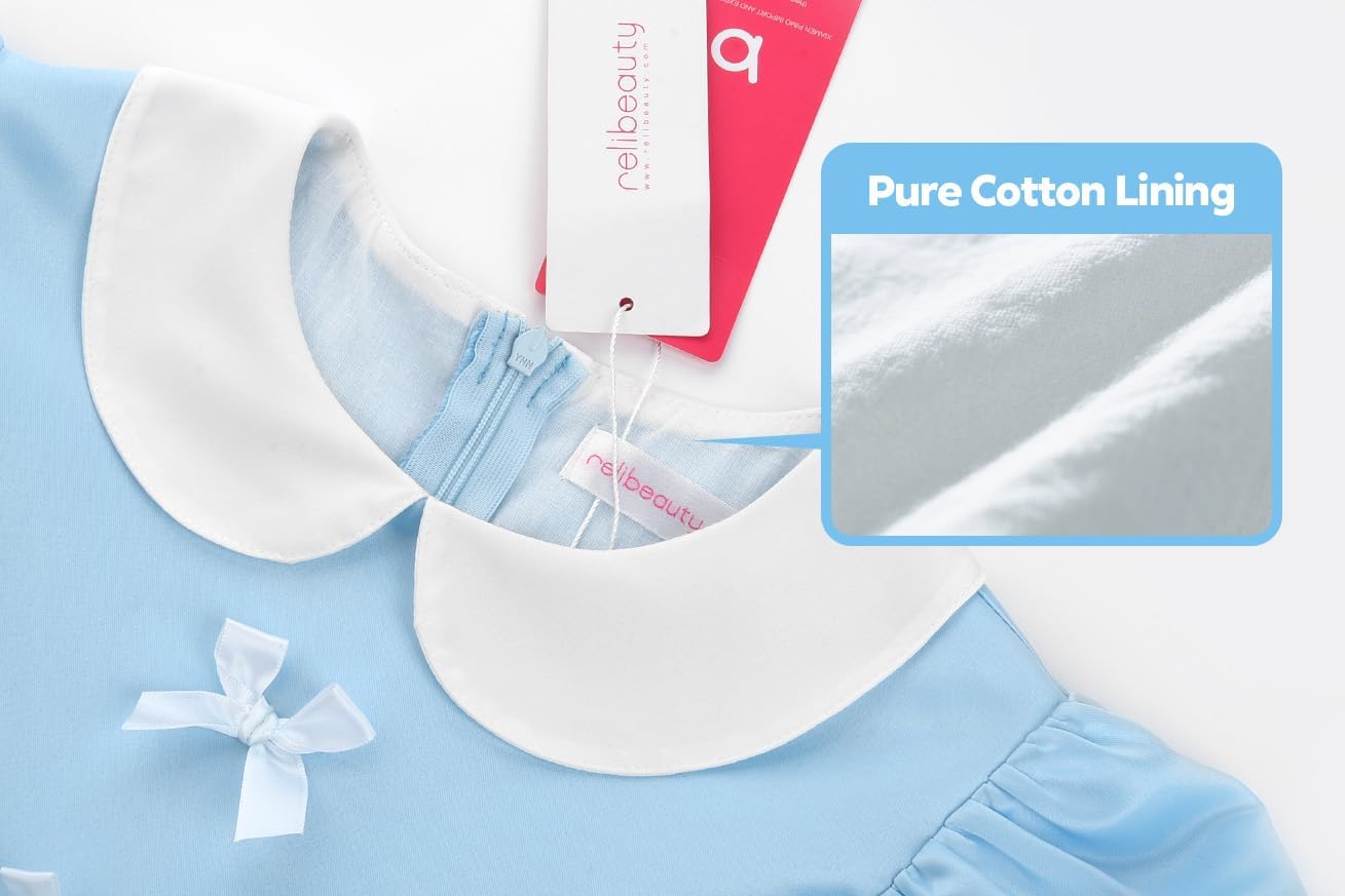 ReliBeauty Princess Deluxe Glittering Halloween Dress with Apron Bow Hair Band - Image 2