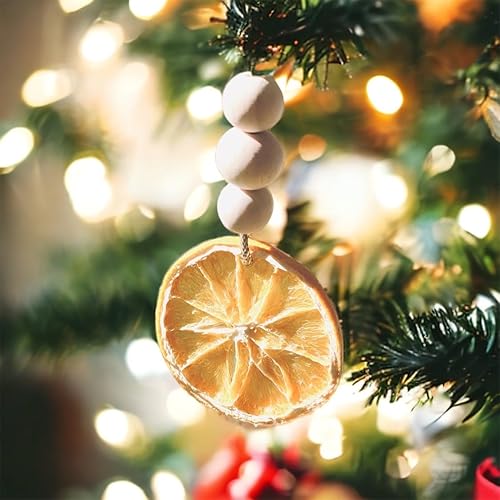 Miniatura 1 de Set of 12 Beaded Orange Slice Ornament Rustic Natural Citrus Dried Sliced Christmas Ornament, Tree Decoration Modern Farmhouse Hygga