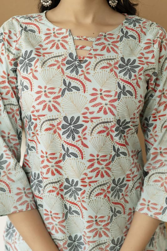 Image of New Rayon Floral Printed Knee Length Straight Casual Kurta for Women | Women Fomal Kurti
