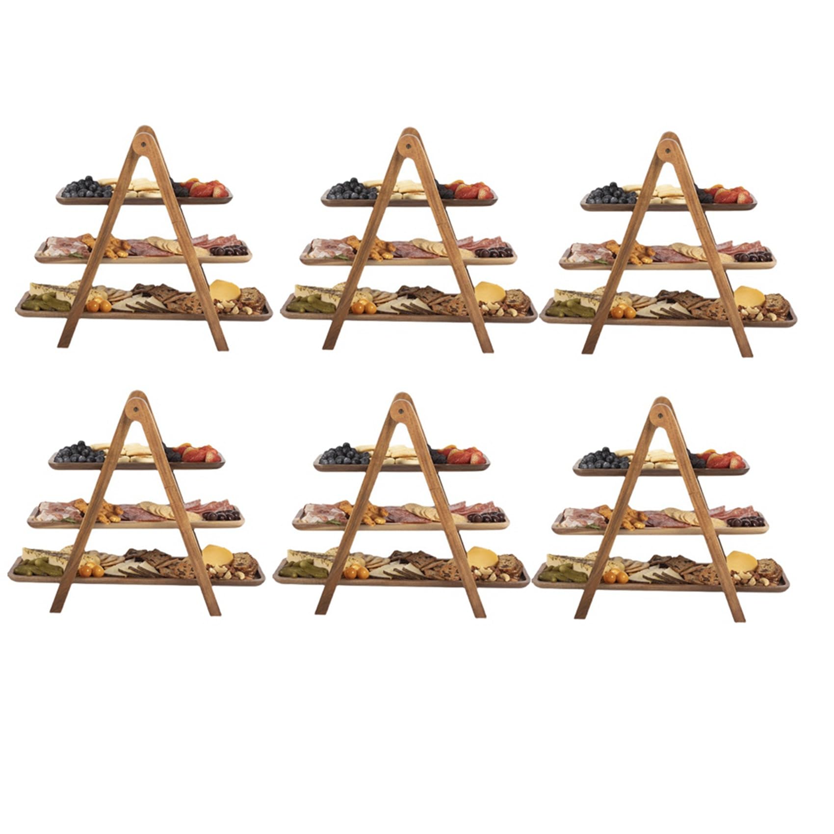 Hndhbfgrt 6X 3 Tier Serving Tray Wood Tiered Tray Decor Cake Stand Farmhouse Tiered Tray Party Serving Dishes and Platters Trays